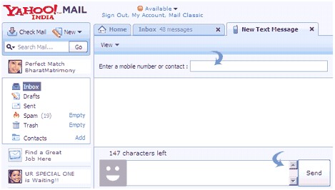 free sms from yahoo mail